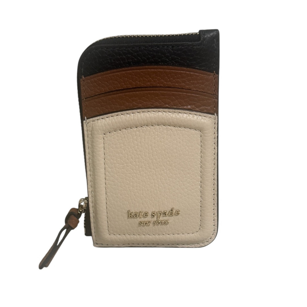Kate Spade New York Knott Pebbled Leather Zip Card Holder NWOT